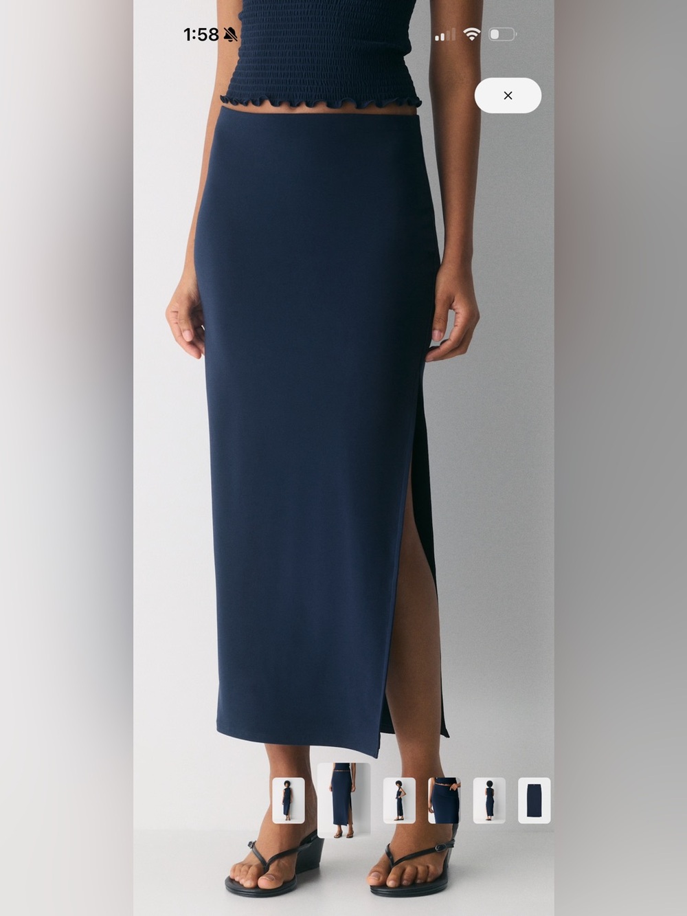Wilfred Subscript Admiral Navy Maxi Skirt with Side Slit